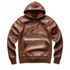 orion brown leather hoodie