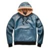 quincy sky blue leather hoody