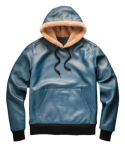 quincy sky blue leather hoody