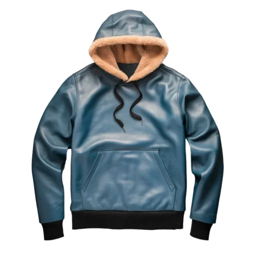 quincy sky blue leather hoody