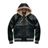 rafael black shearling hooded sweatshirt