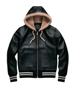 rafael black shearling hooded sweatshirt