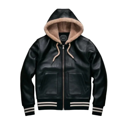 rafael black shearling hooded sweatshirt