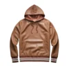 reese brown leather pullover sweatshirt