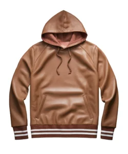 reese brown leather pullover sweatshirt