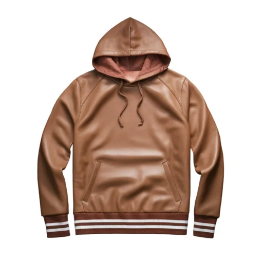 reese brown leather pullover sweatshirt