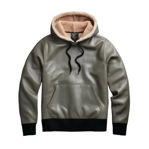 sherwin gray leather hoodie