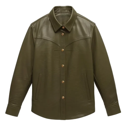 stuart cool green leather shirt