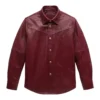 terry maroon leather shirt