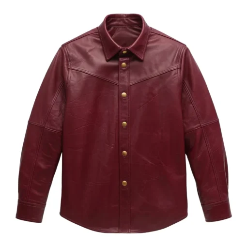 terry maroon leather shirt