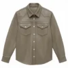 tobias taupe leather shirt