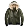 toby green leather sweatshirt soft fur