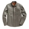 troy pencil grey leather shirt