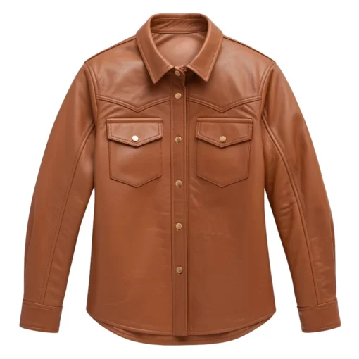 tyrone leather brown shirt