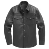 wade black leather shirt