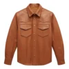 wallace brown faux leather shirt