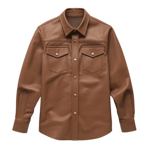 wilbur cool brown leather shirt