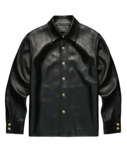 winston black leather shirt