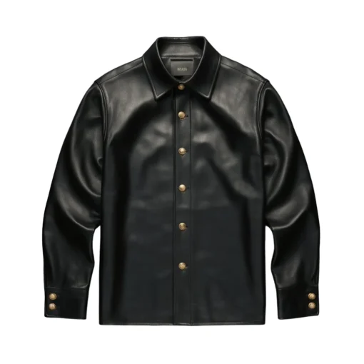 winston black leather shirt