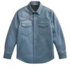 Caesar Cool Blue Genuine Leather Shirt