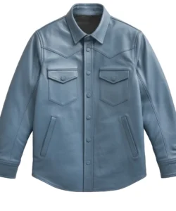 Caesar Cool Blue Genuine Leather Shirt