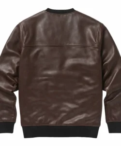 Caspian Cocoa Brown V-Neck Leather Jumper