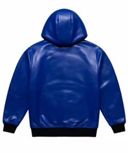 Keegan Intense Blue Leather Hoodie