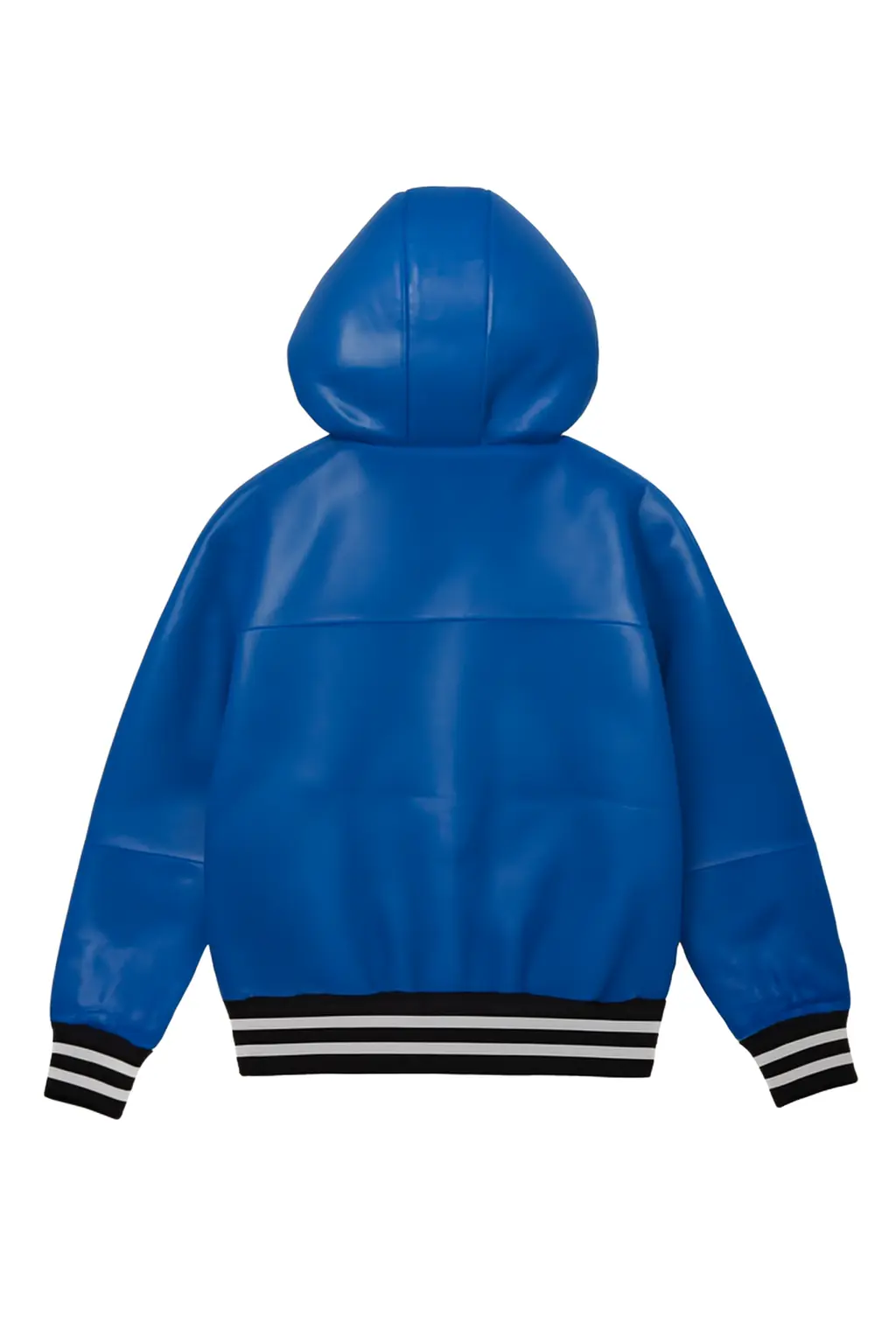 Neil Rich Blue Hoodie Leather Pullover Jacket