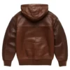 Todd Midnight Brown Leather Jacket with Sweatshirt Hood - Image 2