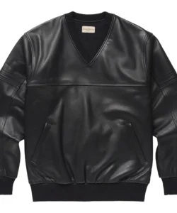 black v-neck leather jumper