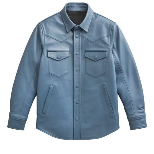 cool blue genuine leather shirt