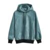 teal suede hoodie