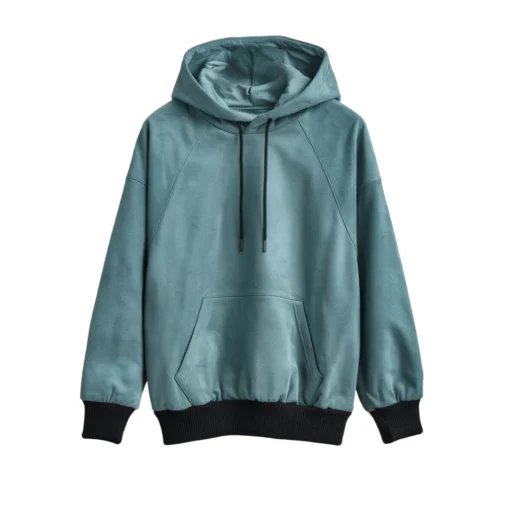 teal suede hoodie