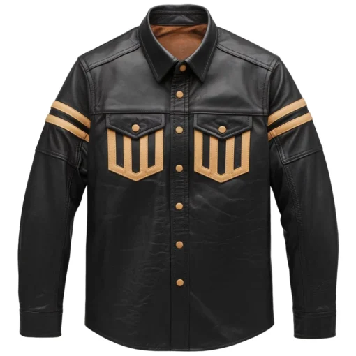 black genuine leather shirt