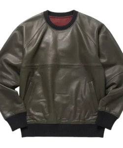 huxley charcoal brown leather sweater