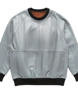 silver leather sweater