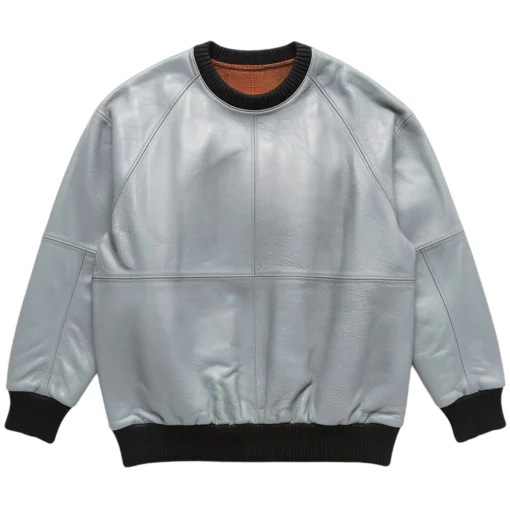 silver leather sweater