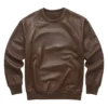 chocolate brown leather sweater