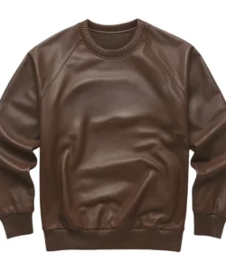 chocolate brown leather sweater