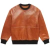 brown leather sweater