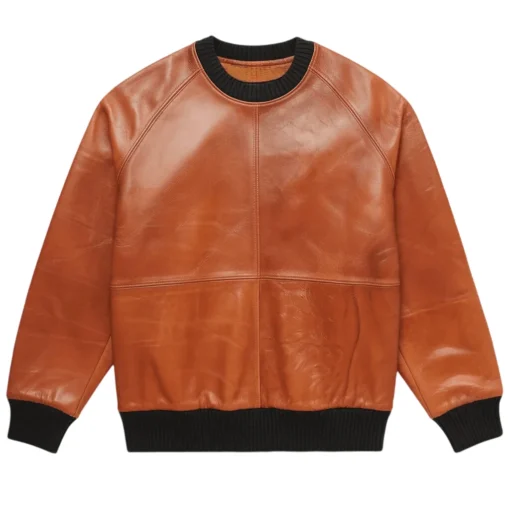 brown leather sweater