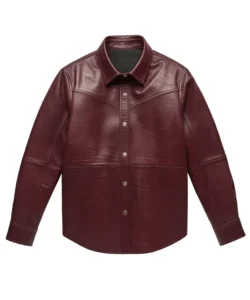 lorenzo wine red leather shirt