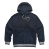 prussian blue suede pullover hoodie