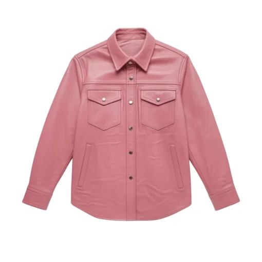 norris pink leather shirt