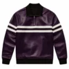Randy Purple Leather Sweater Jacket