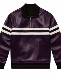 Randy Purple Leather Sweater Jacket
