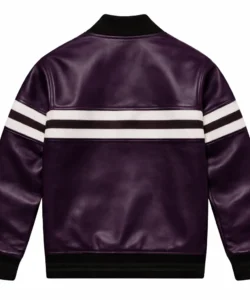 Randy Purple Leather Sweater Jacket