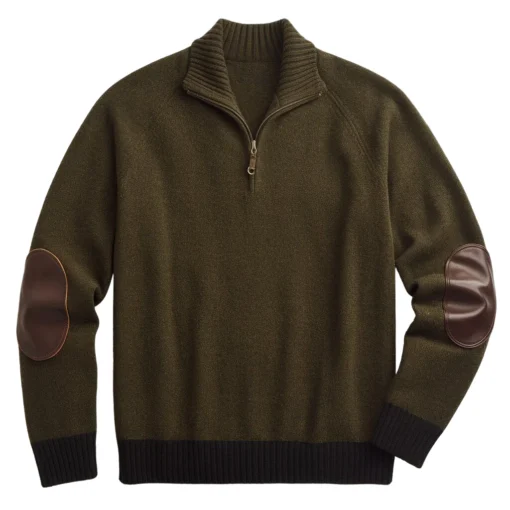 ambrose green leather elbow sweater