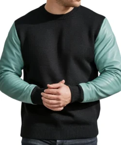 asa black sweater leather sleeves​