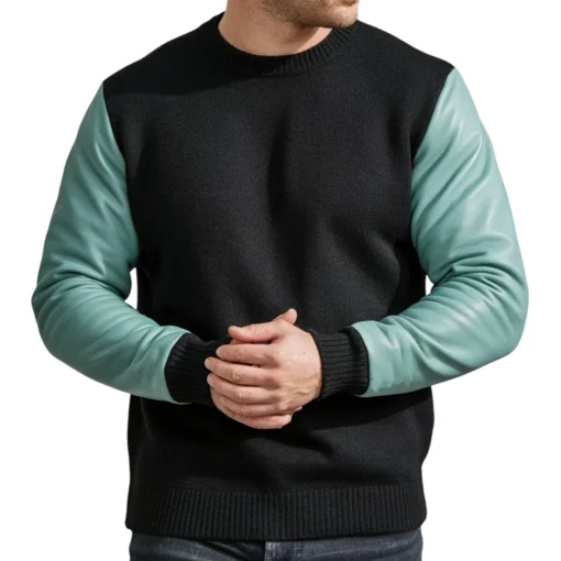 asa black sweater leather sleeves​